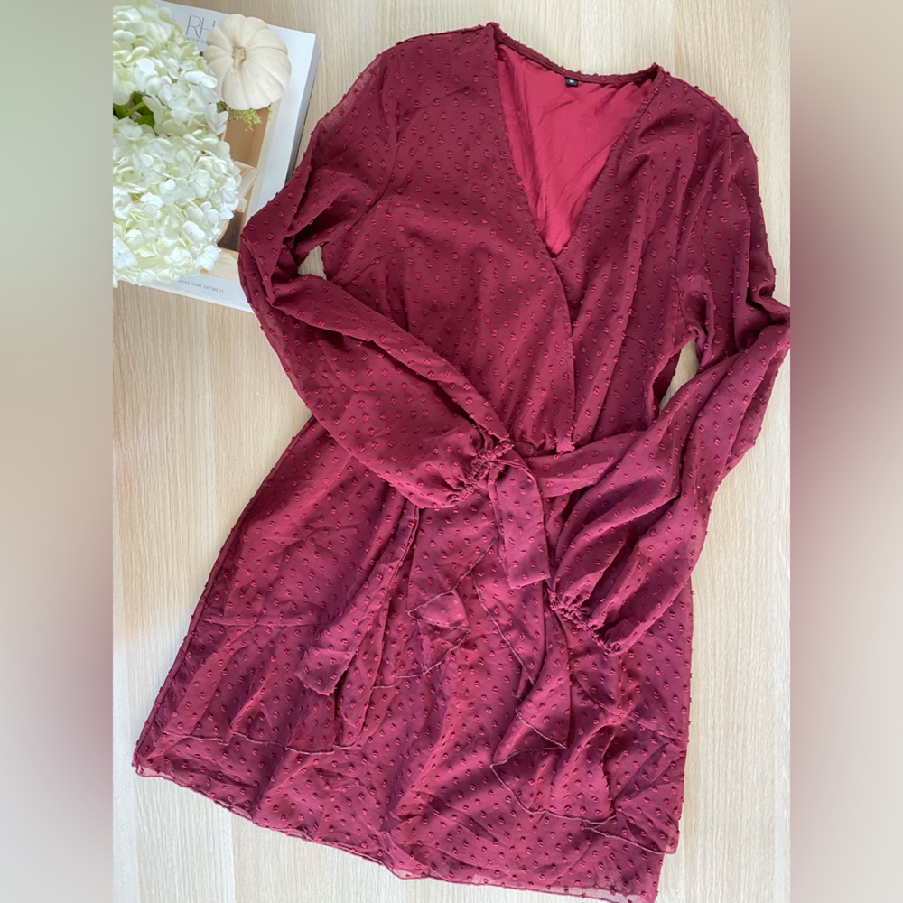 Long sleeve wrap dress